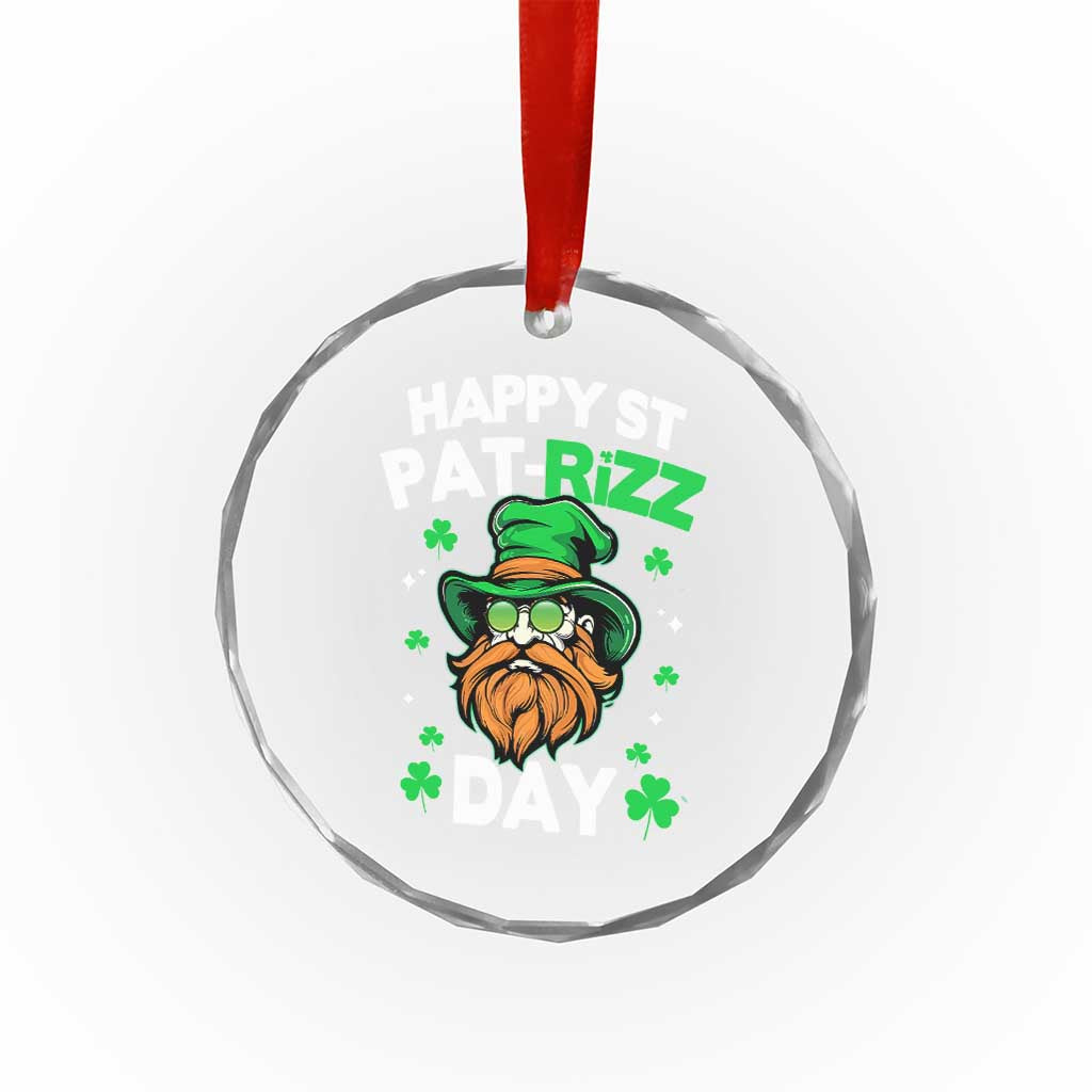 Happy St Pat Rizz Day Crystal Glass Ornament Funny St. Patrick's Day Leprechaun - Wonder Print Shop