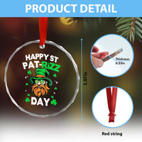 Happy St Pat Rizz Day Crystal Glass Ornament Funny St. Patrick's Day Leprechaun - Wonder Print Shop