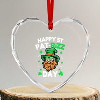Happy St Pat Rizz Day Heart Crystal Glass Ornament Funny St. Patrick's Day Leprechaun - Wonder Print Shop