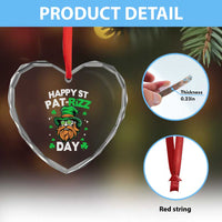 Happy St Pat Rizz Day Heart Crystal Glass Ornament Funny St. Patrick's Day Leprechaun - Wonder Print Shop