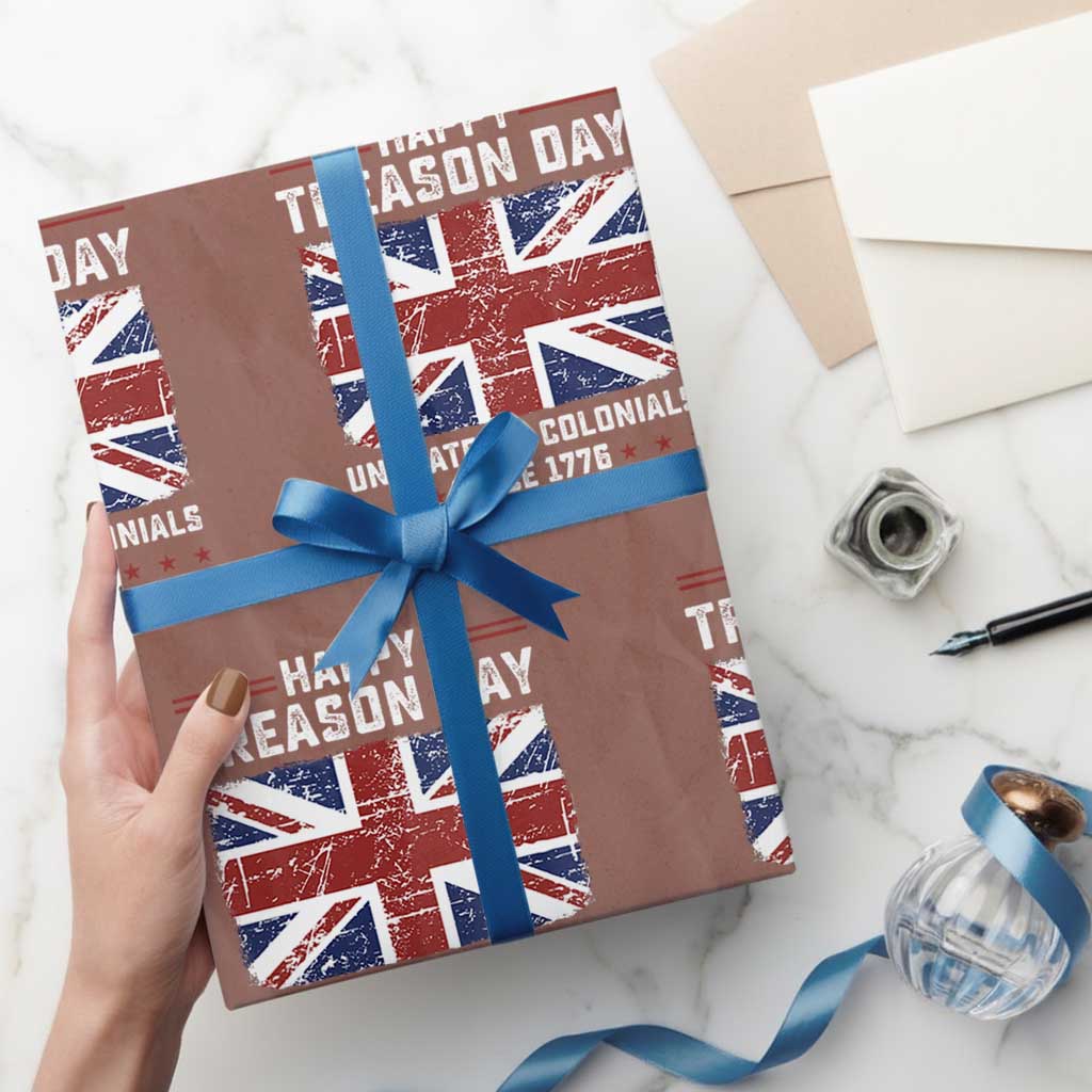 Happy Treason Day Ungrateful Colonials Wrapping Paper Roll Funny 4th of July British Flag