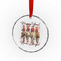 Happy Yee Haw Lidays Crystal Glass Ornament Western Christmas Horse Rider Cowgirl Gift - Wonder Print Shop