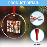Happy Yee Haw Lidays Crystal Glass Ornament Western Christmas Horse Rider Cowgirl Gift - Wonder Print Shop