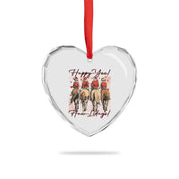 Happy Yee Haw Lidays Heart Crystal Glass Ornament Western Christmas Horse Rider Cowgirl Gift - Wonder Print Shop