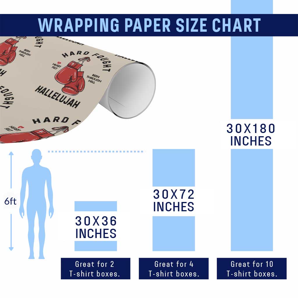Hard Fought Hallelujah Wrapping Paper Roll Christian Boxing Gloves Bible Verse Faith - Wonder Print Shop