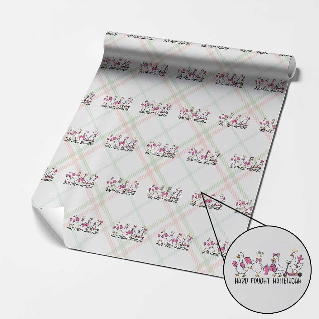 Hard Fought Hallelujah Wrapping Paper Roll Funny Christian Goose - Wonder Print Shop