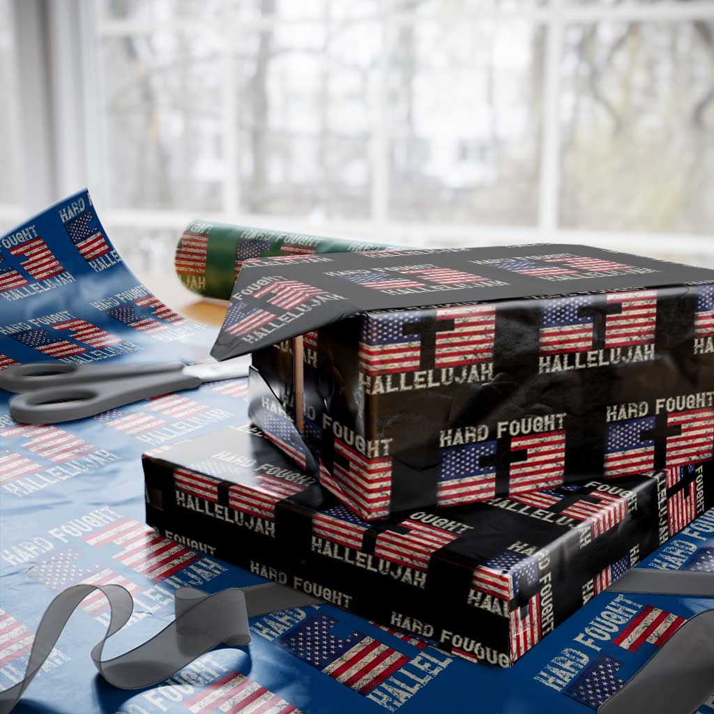 Hard Fought Hallelujah Wrapping Paper Roll Patriotic Christian Faith American Flag - Wonder Print Shop