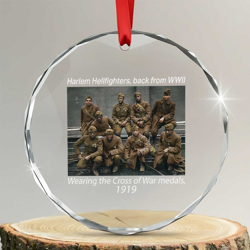 Harlem Hellfighters 1919 WWII Heroes Crystal Glass Ornament Cross of War Medal Tribute African American Black History - Wonder Print Shop