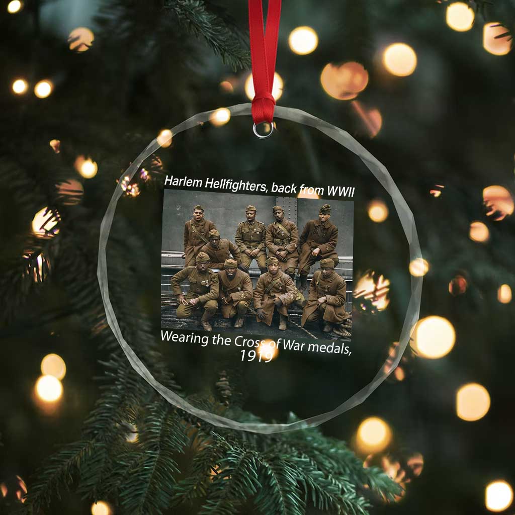 Harlem Hellfighters 1919 WWII Heroes Crystal Glass Ornament Cross of War Medal Tribute African American Black History - Wonder Print Shop