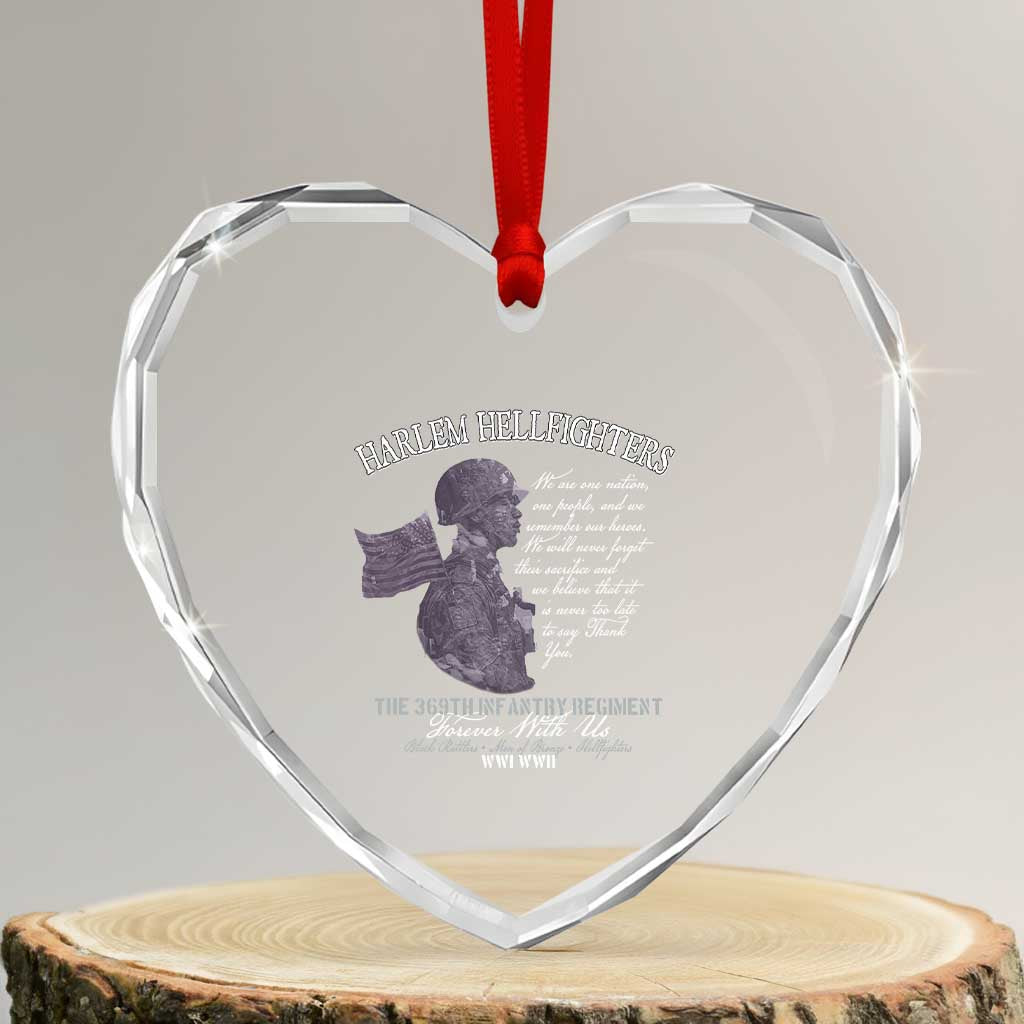 Harlem Hellfighters Tribute Heart Crystal Glass Ornament 369th Infantry Regiment Military Soldiers Vintage - Wonder Print Shop