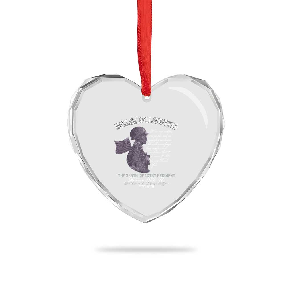Harlem Hellfighters Tribute Heart Crystal Glass Ornament 369th Infantry Regiment Military Soldiers Vintage - Wonder Print Shop