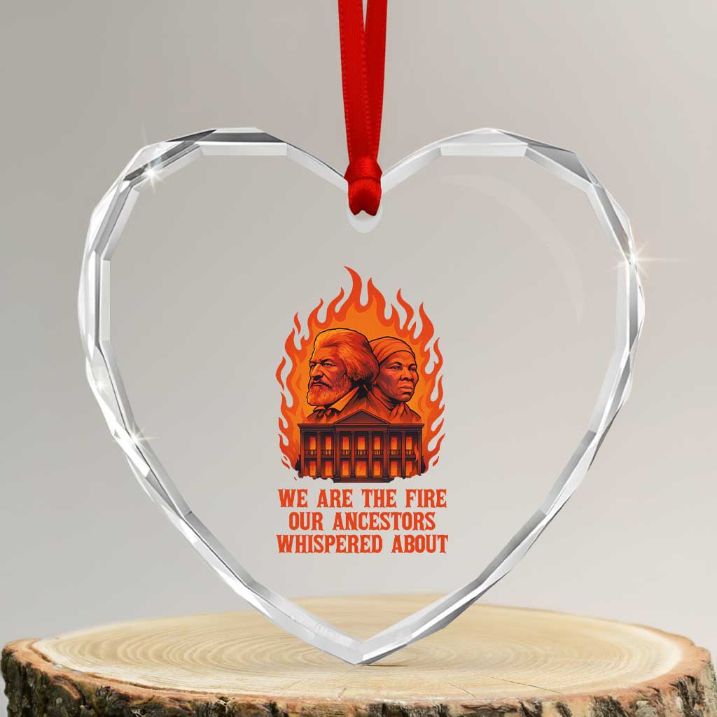 Harriet Tubman and Frederick Douglass Heart Crystal Glass Ornament We Are the Fire Our Ancestors Whispered About Juneteenth 1865 - Wonder Print Shop