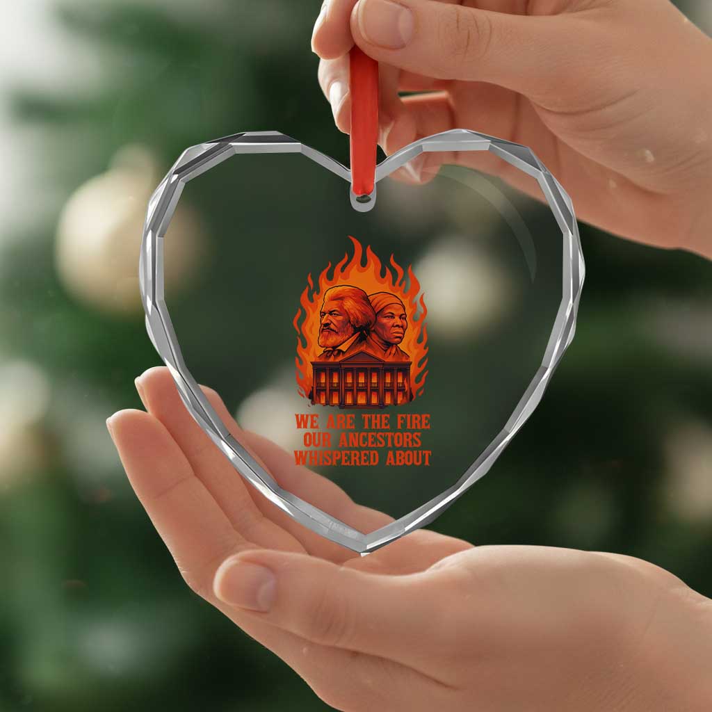 Harriet Tubman and Frederick Douglass Heart Crystal Glass Ornament We Are the Fire Our Ancestors Whispered About Juneteenth 1865 - Wonder Print Shop