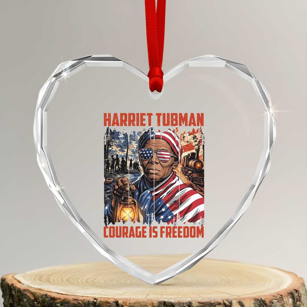Harriet Tubman Courage Is Freedom Heart Crystal Glass Ornament Black History Gift - Wonder Print Shop