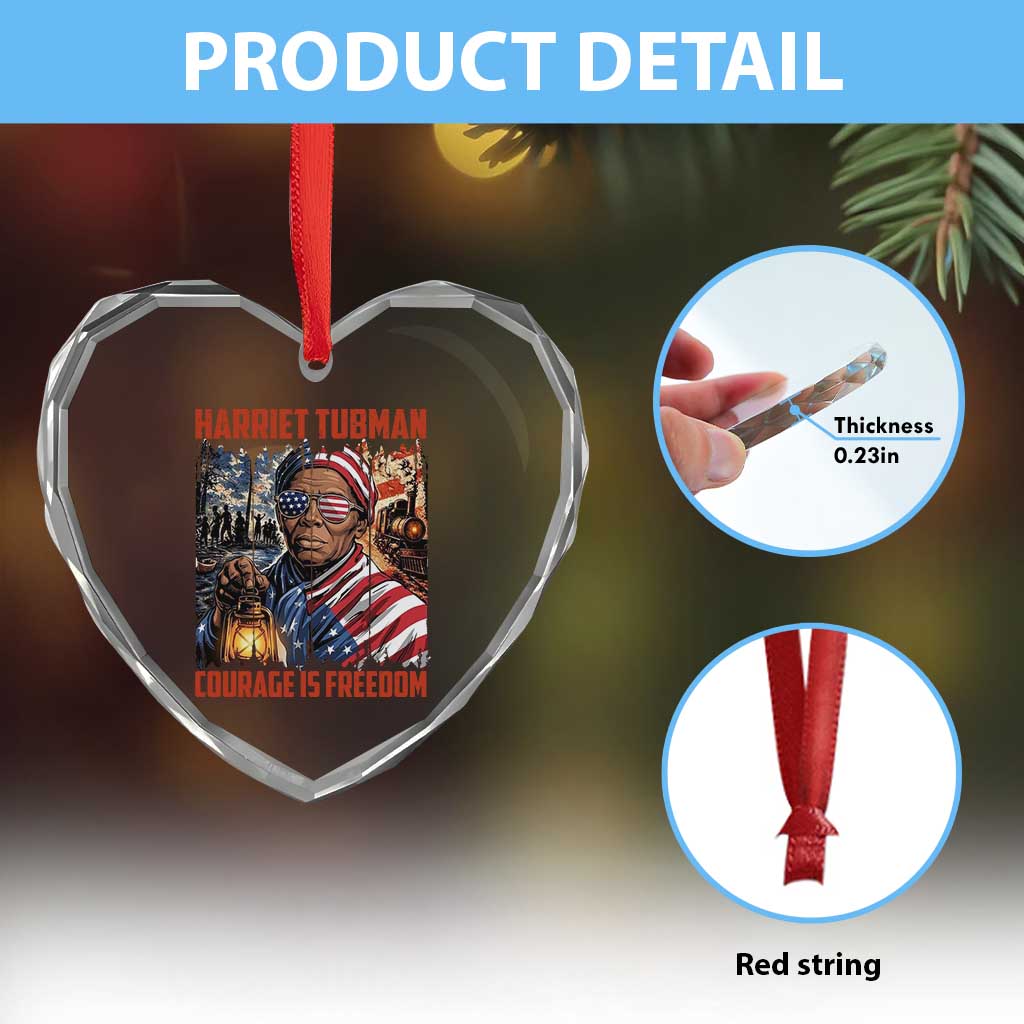 Harriet Tubman Courage Is Freedom Heart Crystal Glass Ornament Black History Gift - Wonder Print Shop