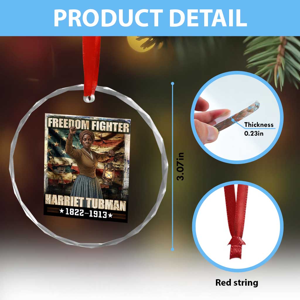 Harriet Tubman Crystal Glass Ornament Black History African American Leader Gift