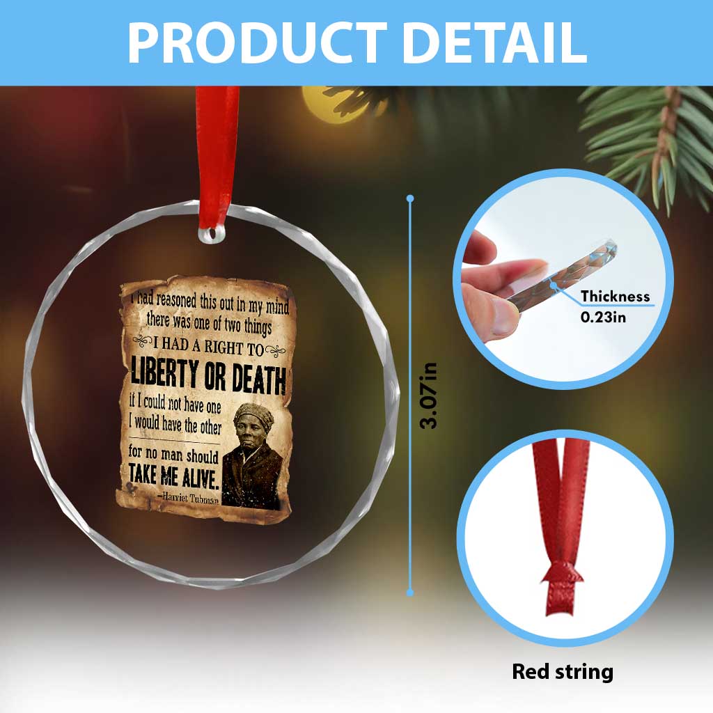 Harriet Tubman Crystal Glass Ornament Liberty Or Death Black History Legacy