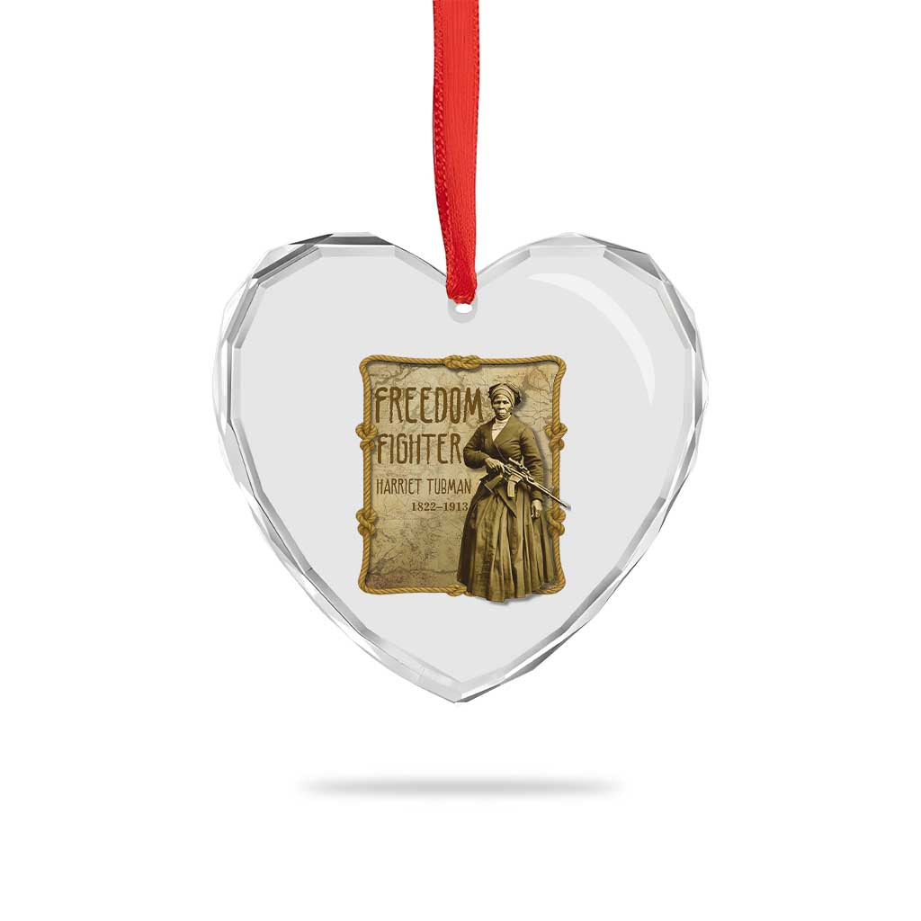 Harriet Tubman Freedom Fighter Heart Crystal Glass Ornament Feminist History Gift - Wonder Print Shop