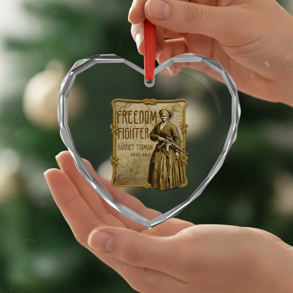 Harriet Tubman Freedom Fighter Heart Crystal Glass Ornament Feminist History Gift - Wonder Print Shop