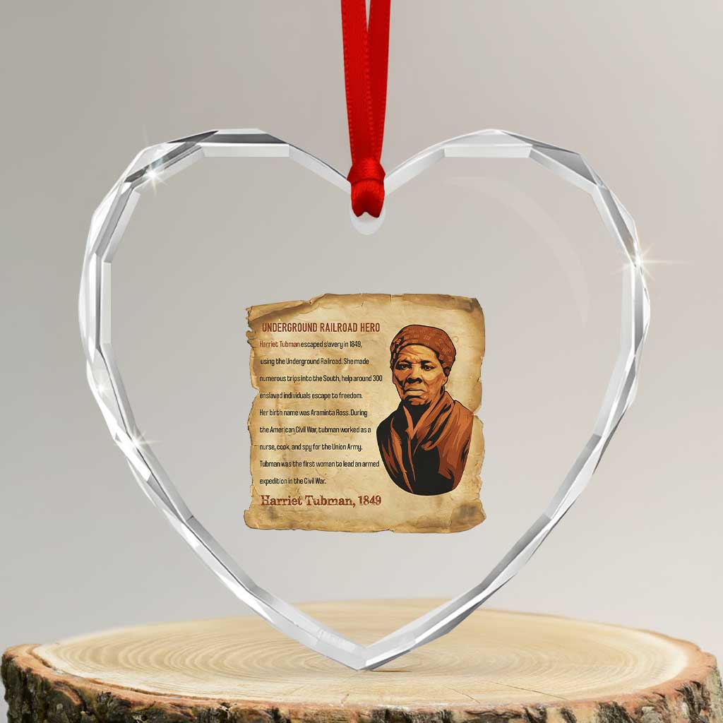 Harriet Tubman Heart Crystal Glass Ornament Black American Hero Underground Railroad - Wonder Print Shop