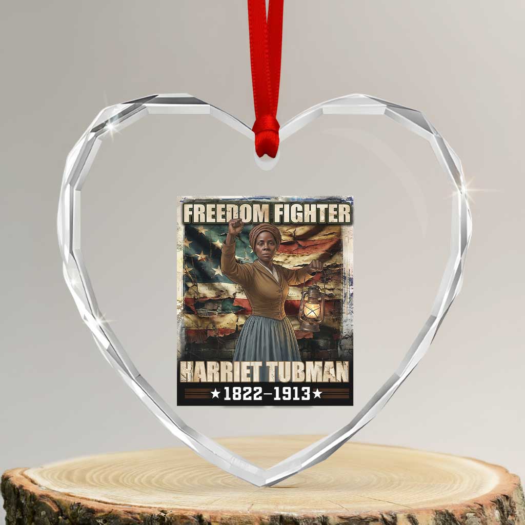 Harriet Tubman Heart Crystal Glass Ornament Black History African American Leader Gift