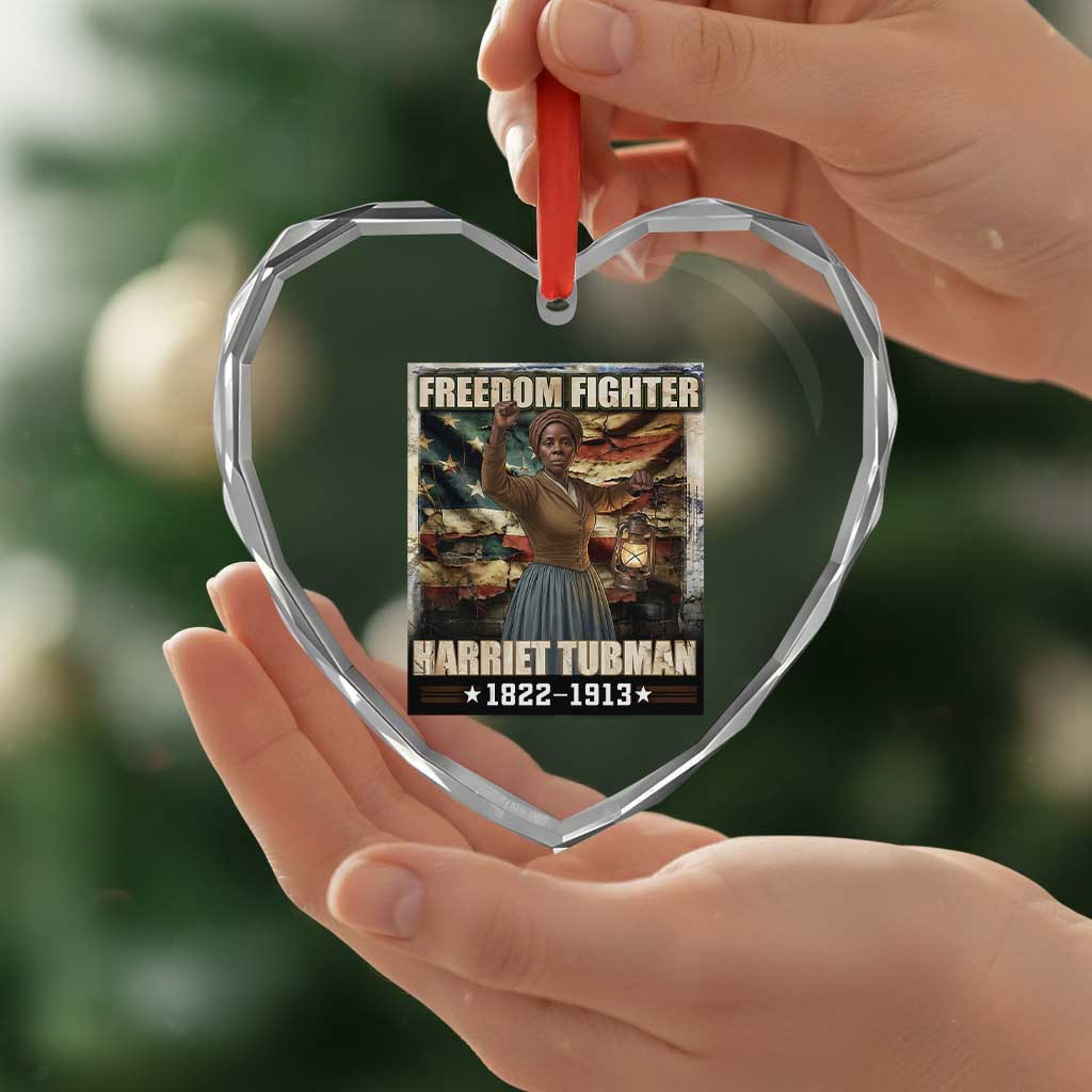 Harriet Tubman Heart Crystal Glass Ornament Black History African American Leader Gift
