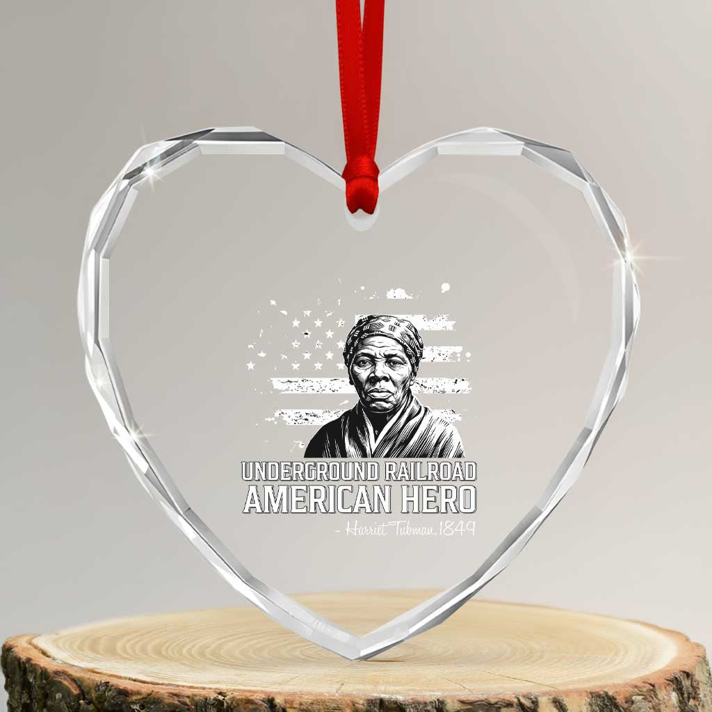 Harriet Tubman Heart Crystal Glass Ornament Underground Railroad American Hero History