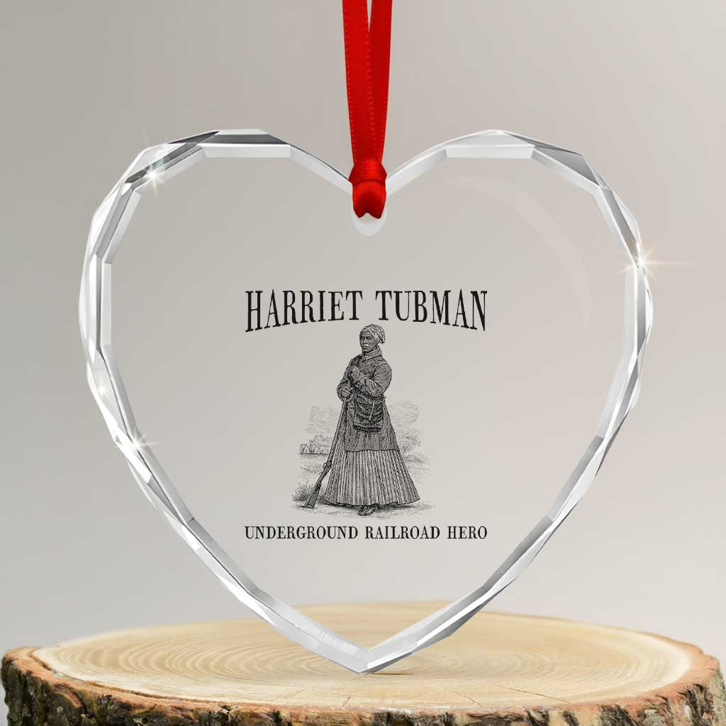 Harriet Tubman Heart Crystal Glass Ornament Underground Railroad Freedom Leader - Wonder Print Shop