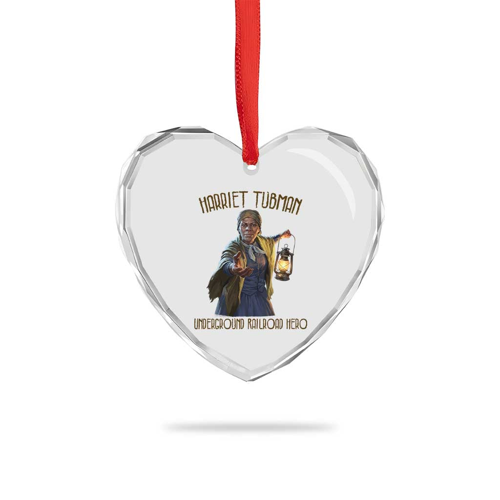Harriet Tubman Heart Crystal Glass Ornament Underground Railroad Hero Black History Month Gift