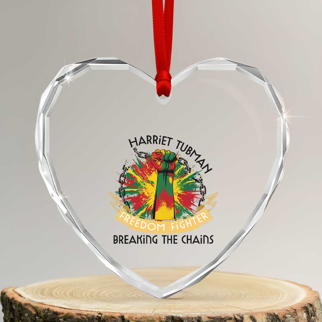 Harriet Tubman Heart Crystal Glass Ornament Underground Railroad Hero Breaking Chains