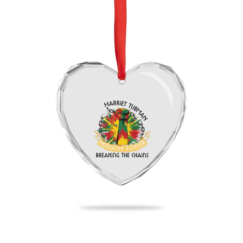 Harriet Tubman Heart Crystal Glass Ornament Underground Railroad Hero Breaking Chains