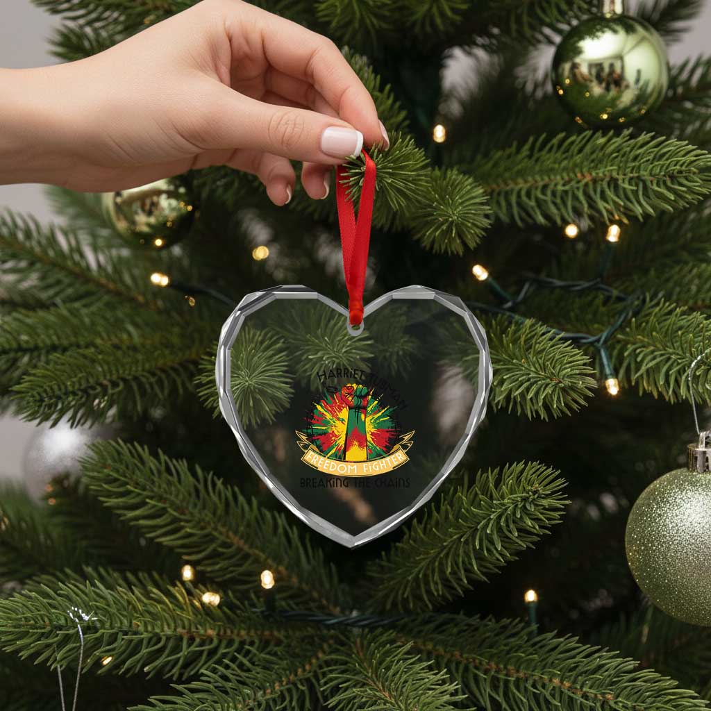 Harriet Tubman Heart Crystal Glass Ornament Underground Railroad Hero Breaking Chains