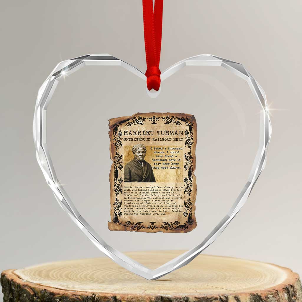 Harriet Tubman Heart Crystal Glass Ornament Womens History Month Gift