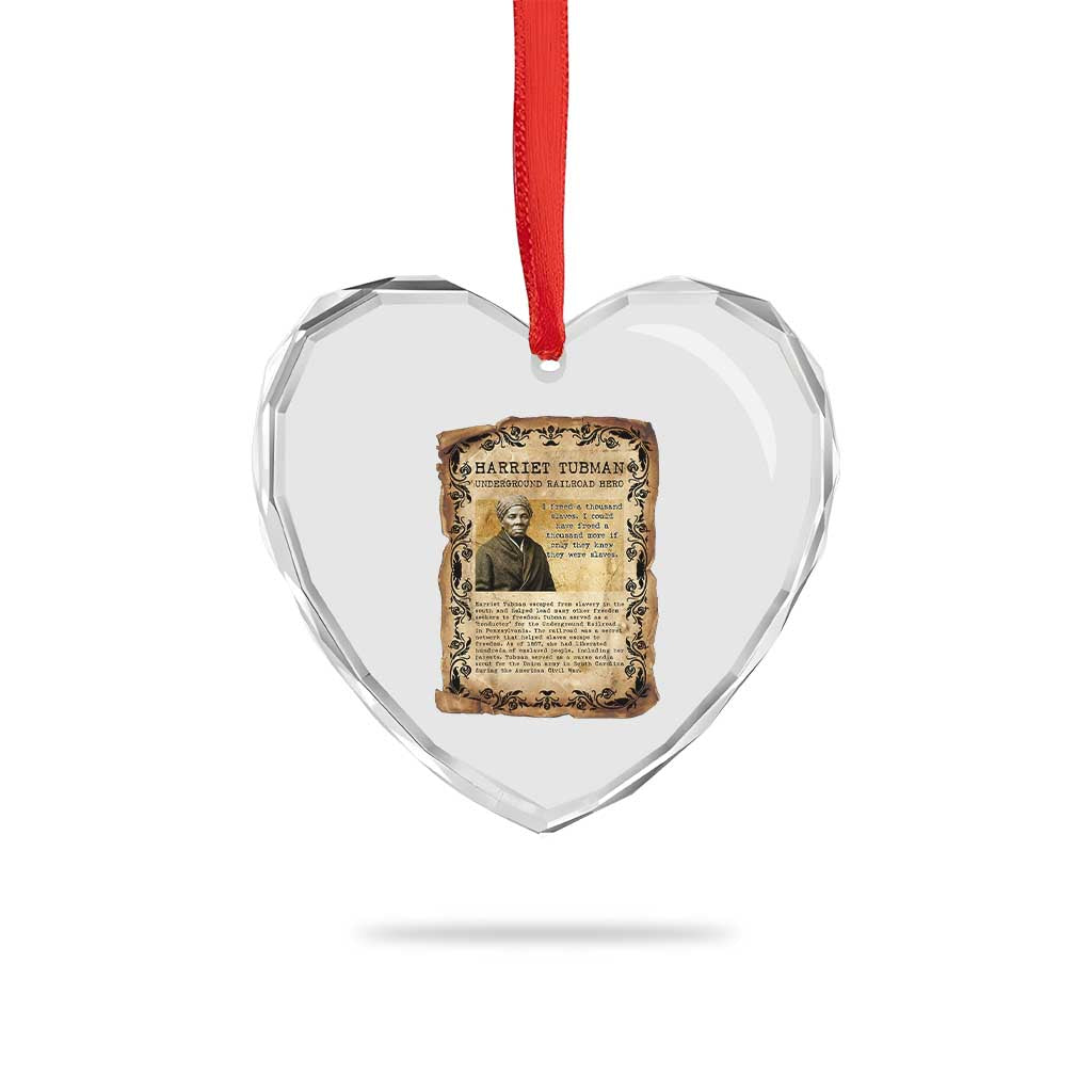 Harriet Tubman Heart Crystal Glass Ornament Womens History Month Gift