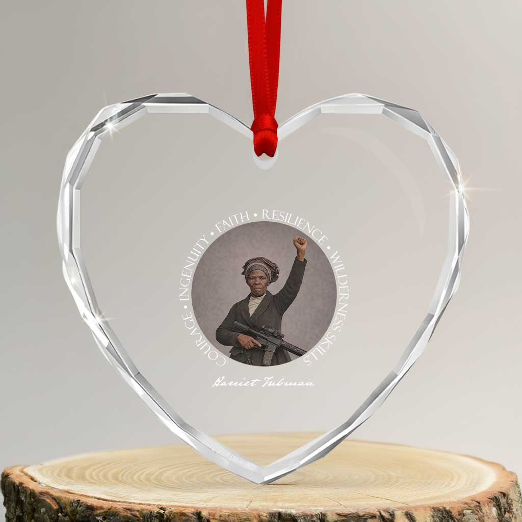 Harriet Tubman Leadership Heart Crystal Glass Ornament Feminist History Gift