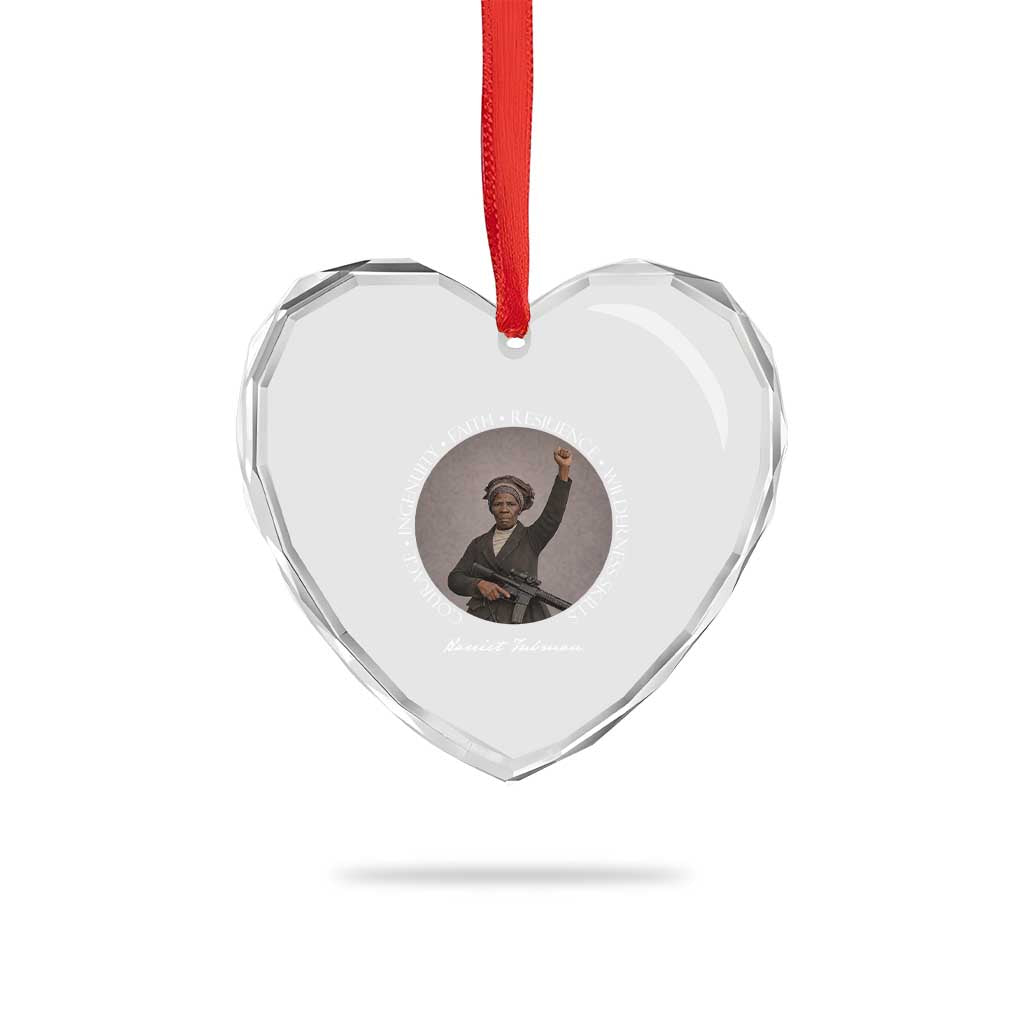 Harriet Tubman Leadership Heart Crystal Glass Ornament Feminist History Gift