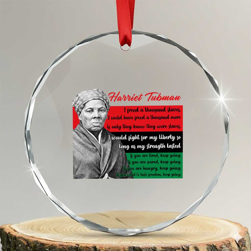 Harriet Tubman Legacy Crystal Glass Ornament Pan African Flag Freedom Fighter Quote