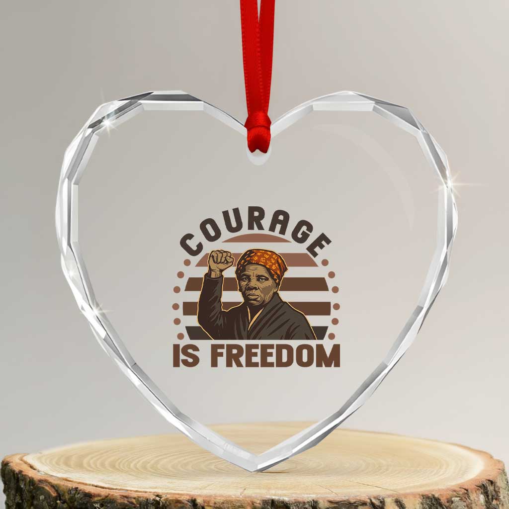 Harriet Tubman Legacy Heart Crystal Glass Ornament Courage Is Freedom