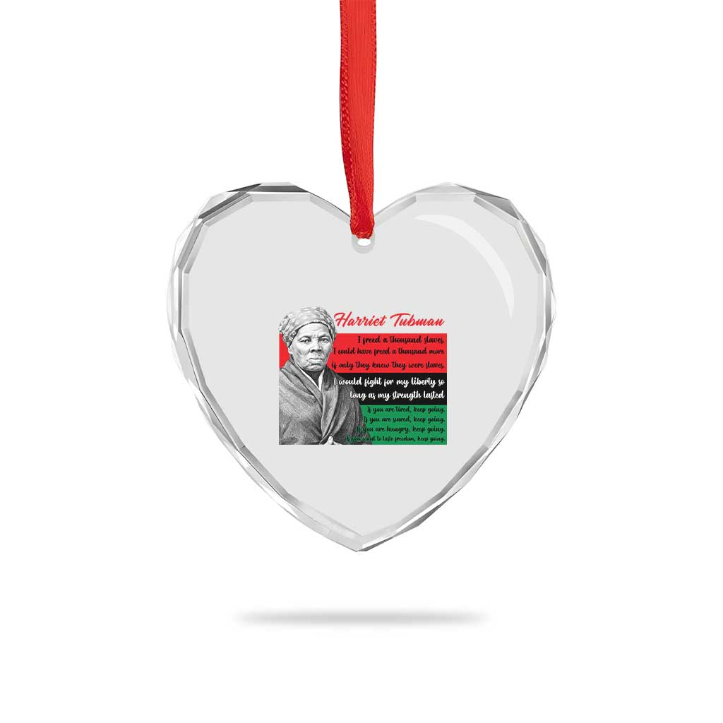 Harriet Tubman Legacy Heart Crystal Glass Ornament Pan African Flag Freedom Fighter Quote