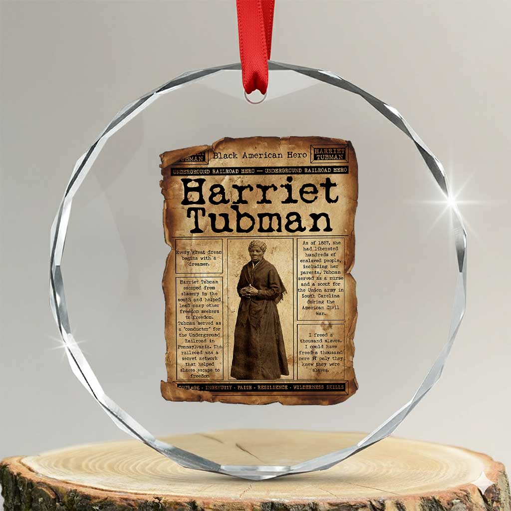 Harriet Tubman Newspaper Crystal Glass Ornament Strong Black Woman Leader Gift - Wonder Print Shop