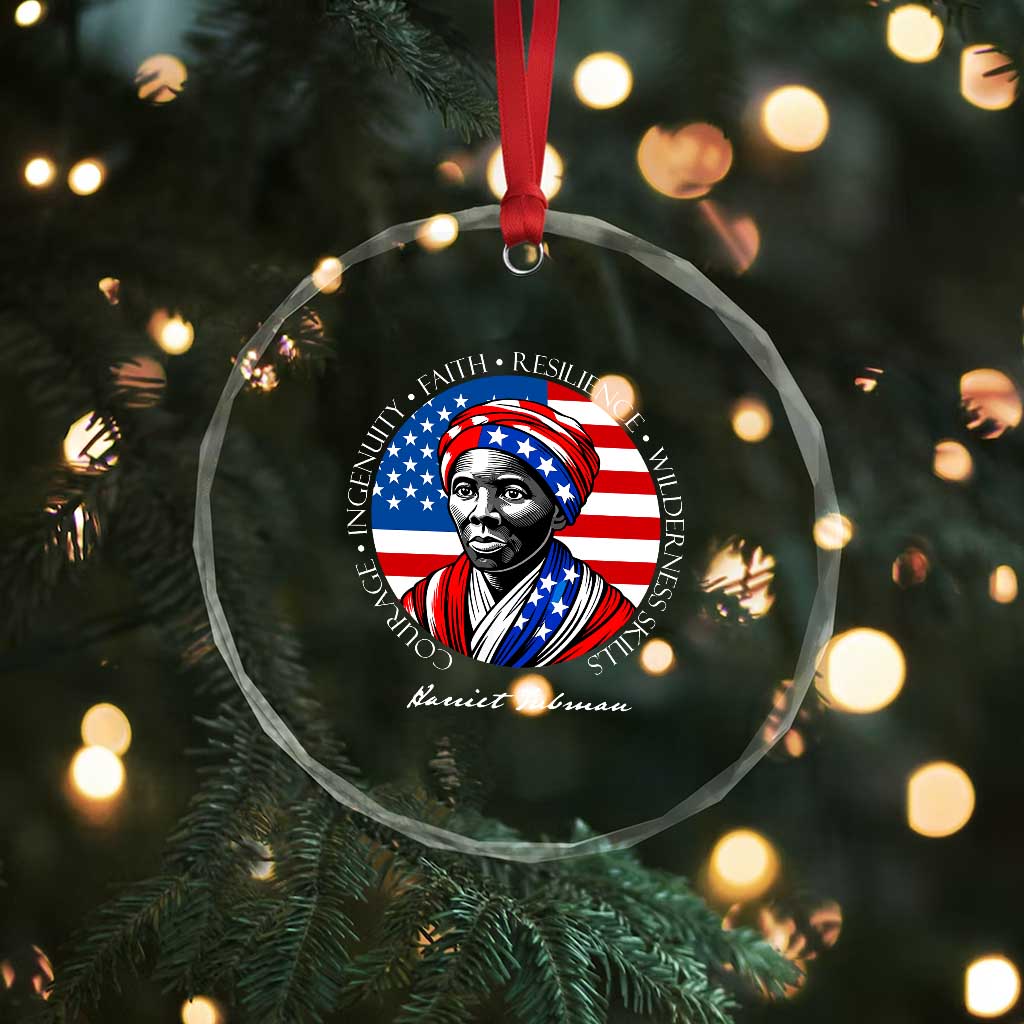 Harriet Tubman Patriotic Crystal Glass Ornament Black History Month Gift