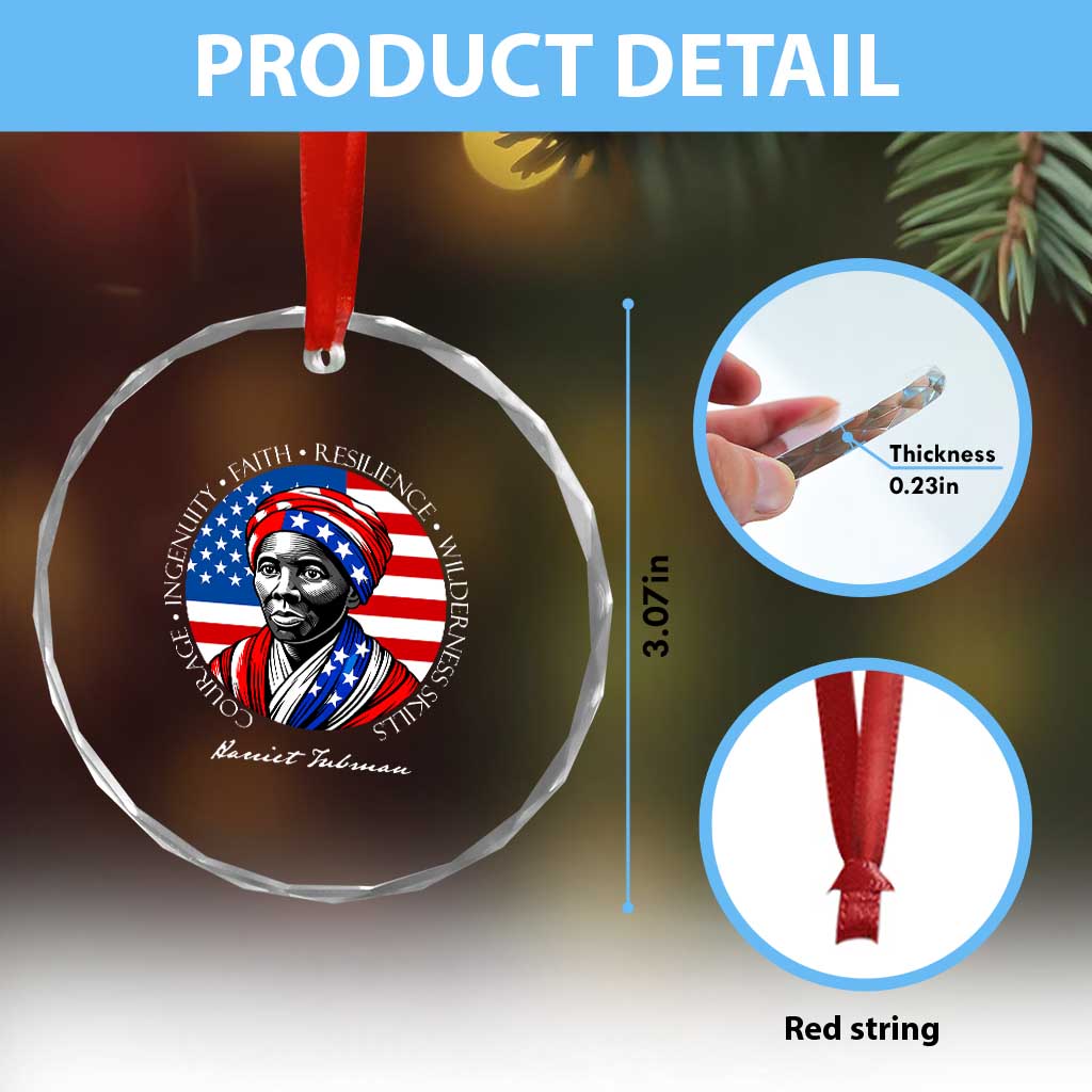 Harriet Tubman Patriotic Crystal Glass Ornament Black History Month Gift