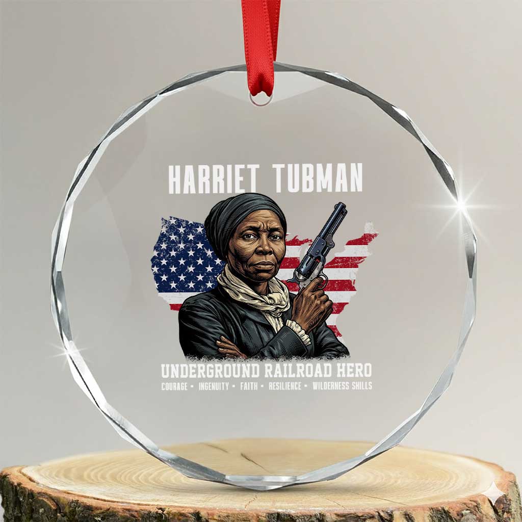 Harriet Tubman Patriotic Crystal Glass Ornament Female Empowerment History Gift