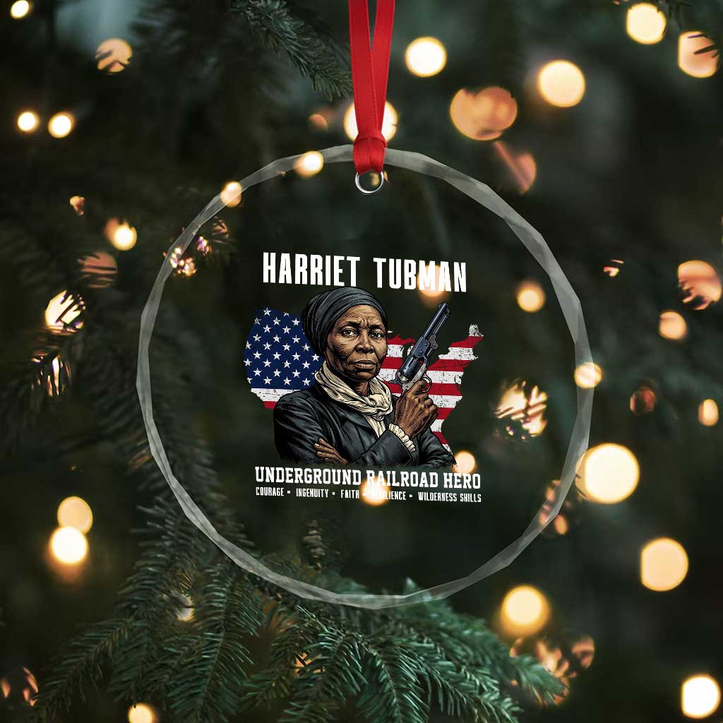 Harriet Tubman Patriotic Crystal Glass Ornament Female Empowerment History Gift