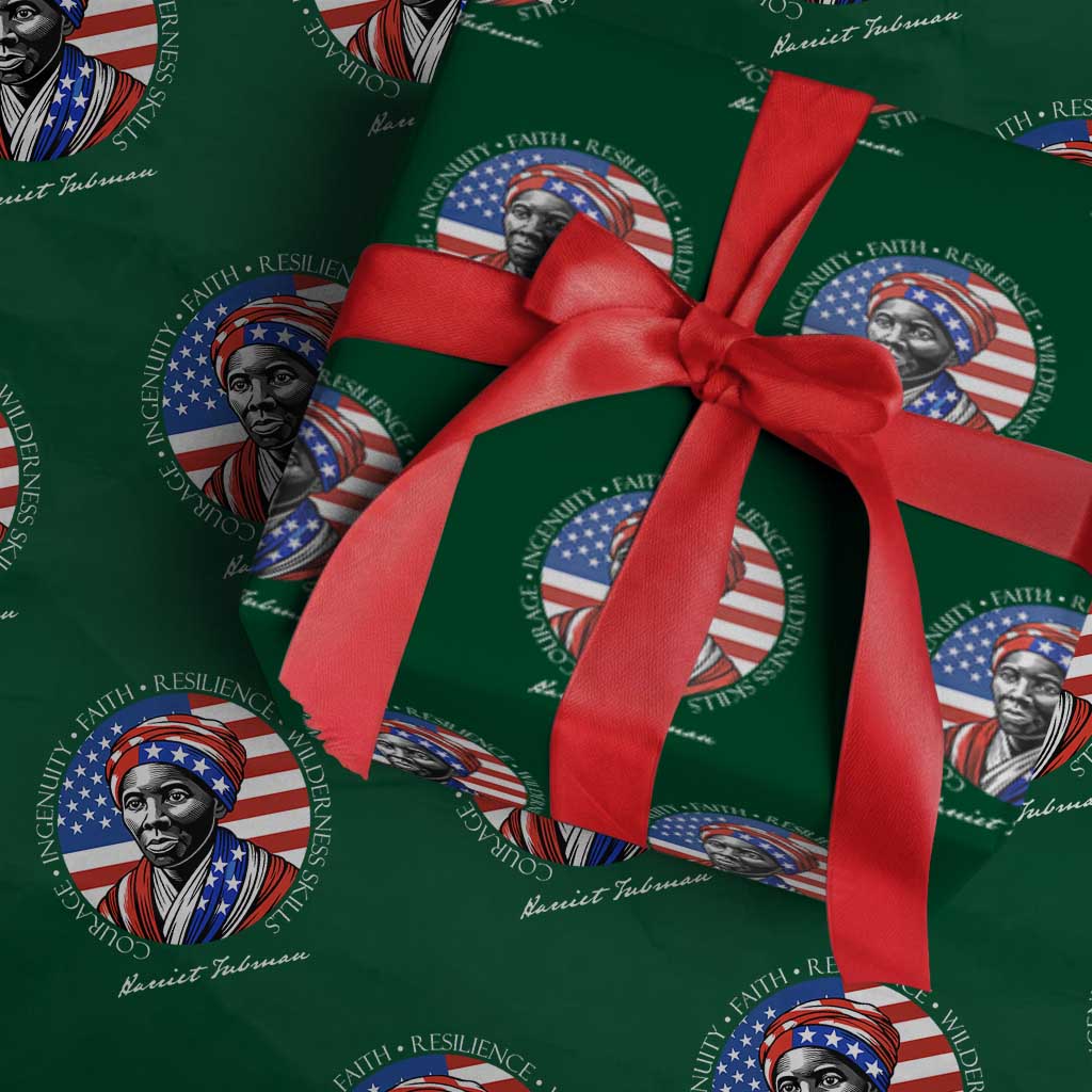 Harriet Tubman Patriotic Wrapping Paper Roll Black History Month Gift