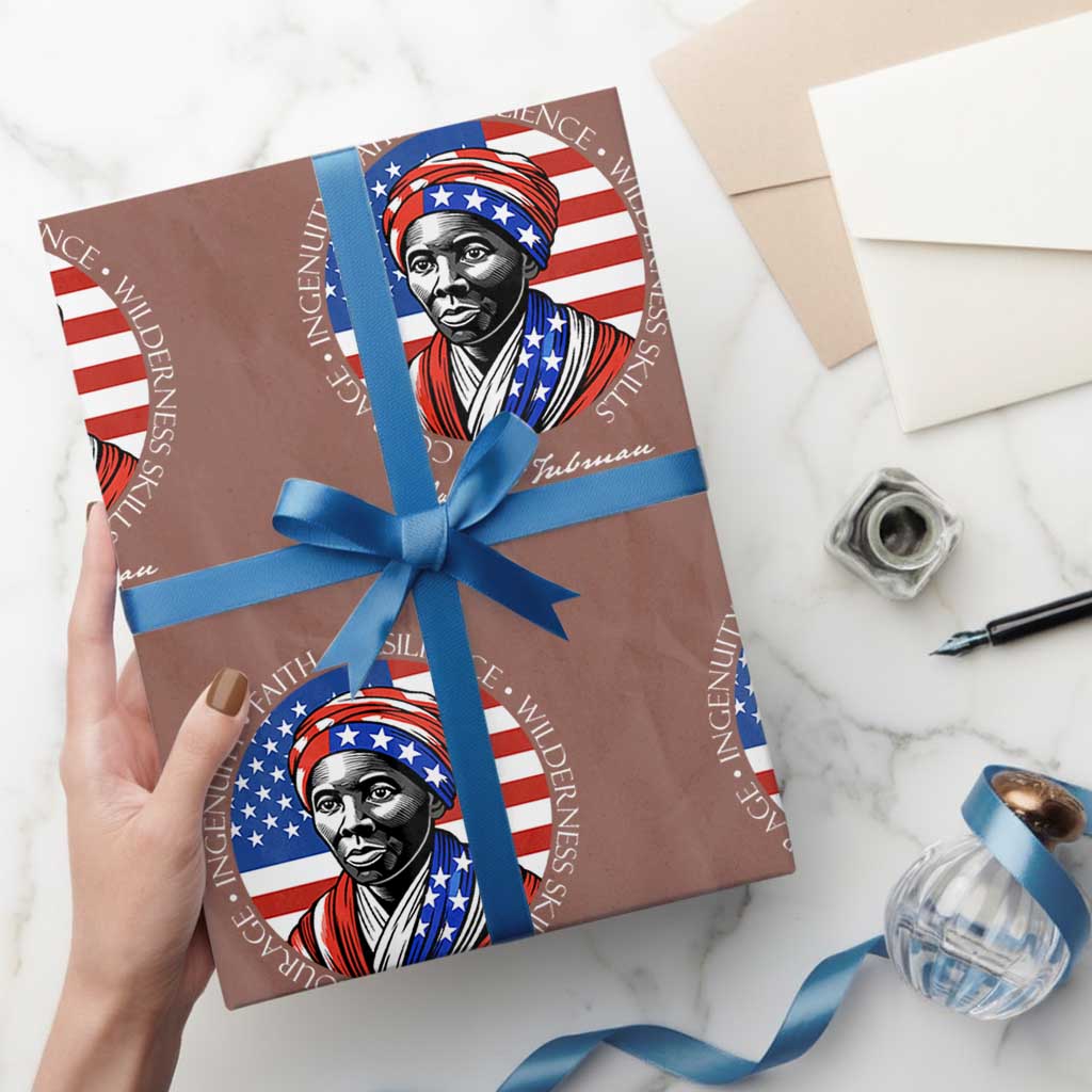 Harriet Tubman Patriotic Wrapping Paper Roll Black History Month Gift