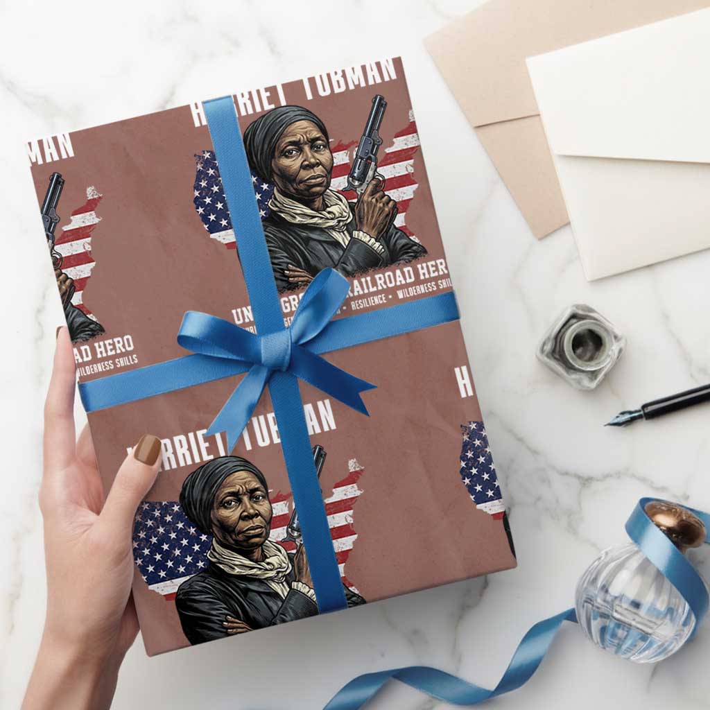 Harriet Tubman Patriotic Wrapping Paper Roll Female Empowerment History Gift