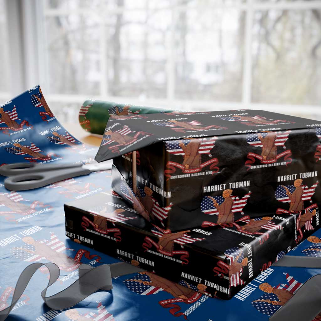 Harriet Tubman Patriotic Wrapping Paper Roll Strong Black Women Pride