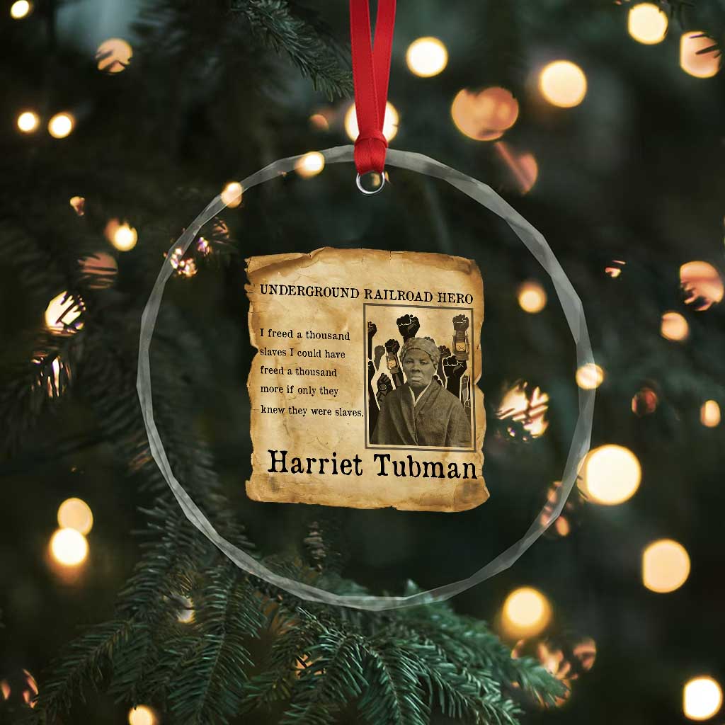Harriet Tubman Quote Crystal Glass Ornament I Freed A Thousand People Vintage Poster - Wonder Print Shop