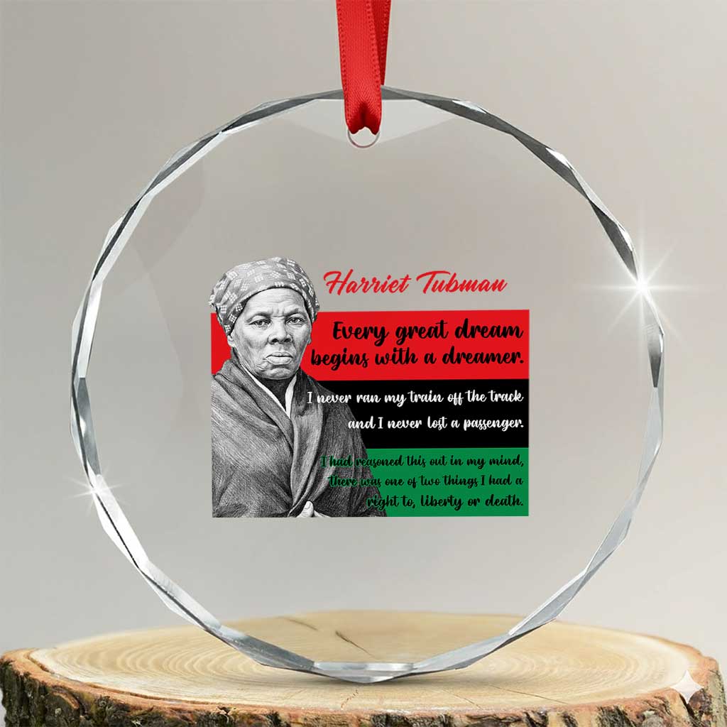 Harriet Tubman Quote Crystal Glass Ornament Pan African Flag Black History